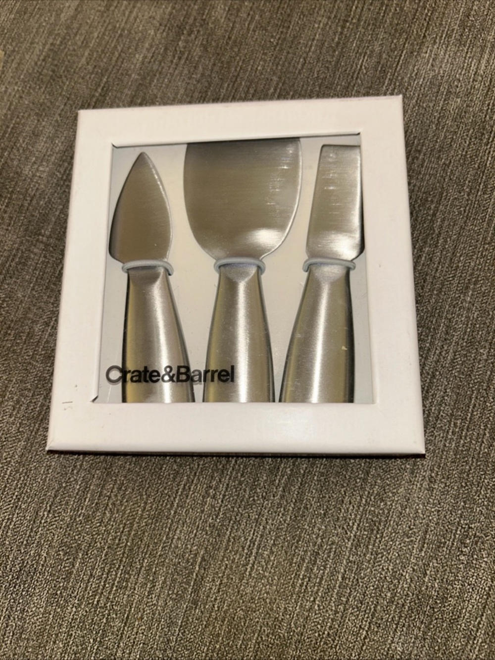 Crate&Barrel Silver Stainless Steel 3-Piece Cheese Set